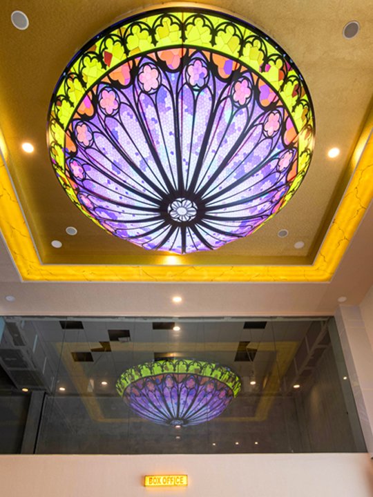 Galaxy printed backlit ceiling in a conference and training room — acoustic and thermal benefits