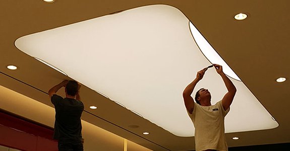 Completed backlit stretch ceiling ready for handover