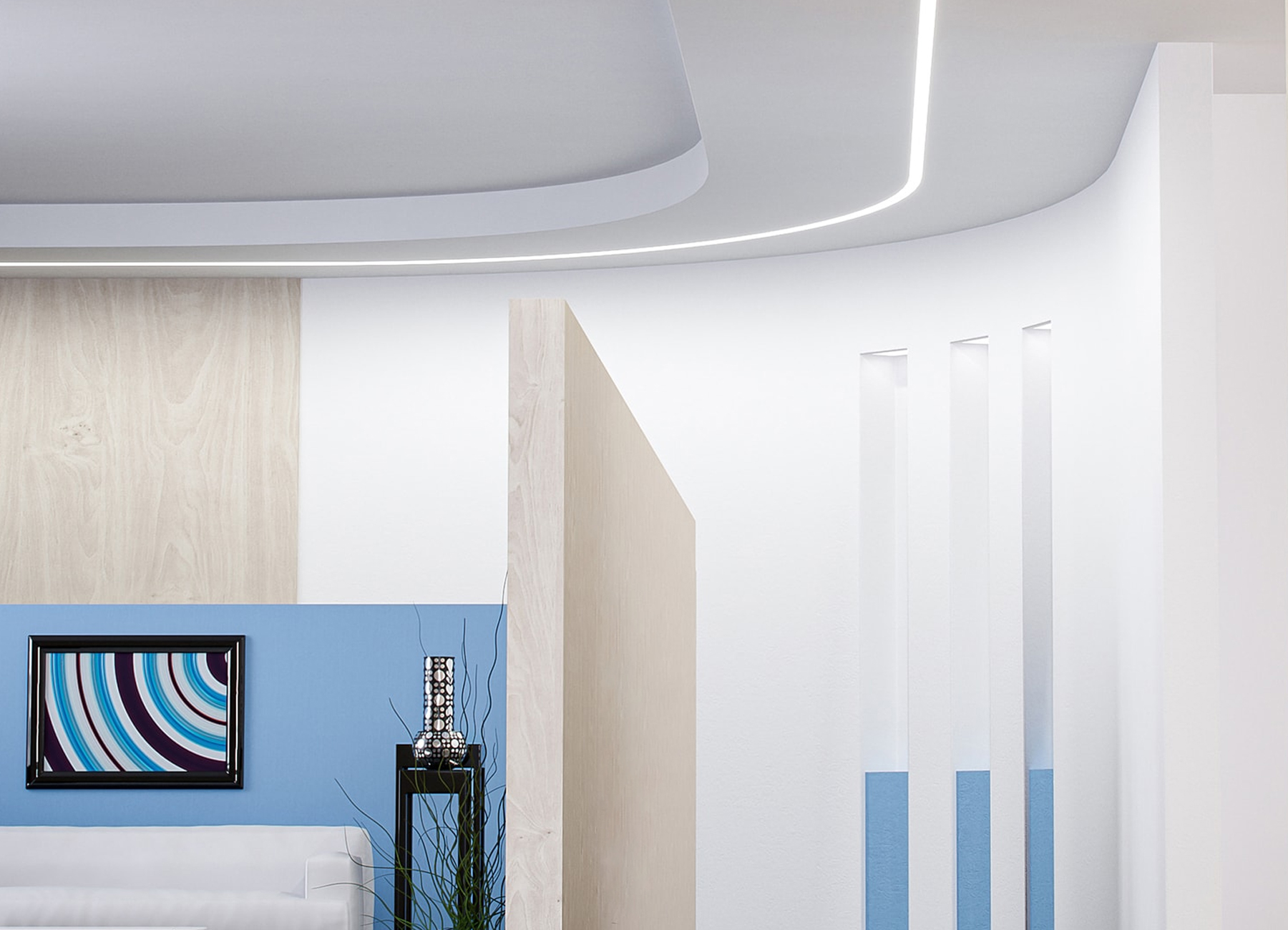 curved recessed surface linear lighting
